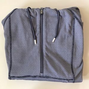 Athleta Blue and White Striped Pullover Hoodie S